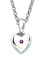 beautiful small silver crystal heart baby birthstone necklace